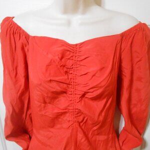 A New Day size XS short LS red Dress w/ pockets soft rayon on/off shoulder 👩 🎁